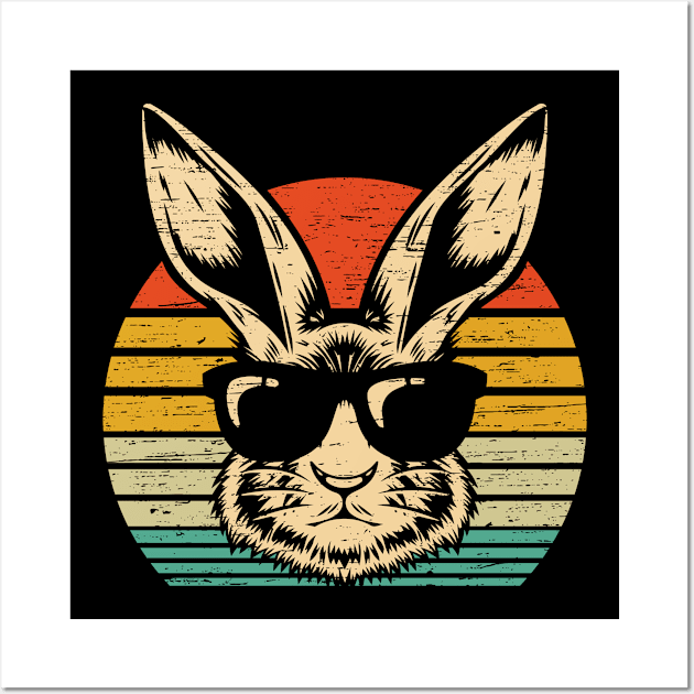 Easter Funny Gift Vintage Bunny Sunglasses Wall Art by lisanna